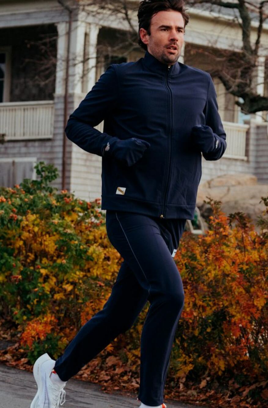 Tracksmith Bislett Winter Running Tights Pant Men's Size XL Navy Drawstring